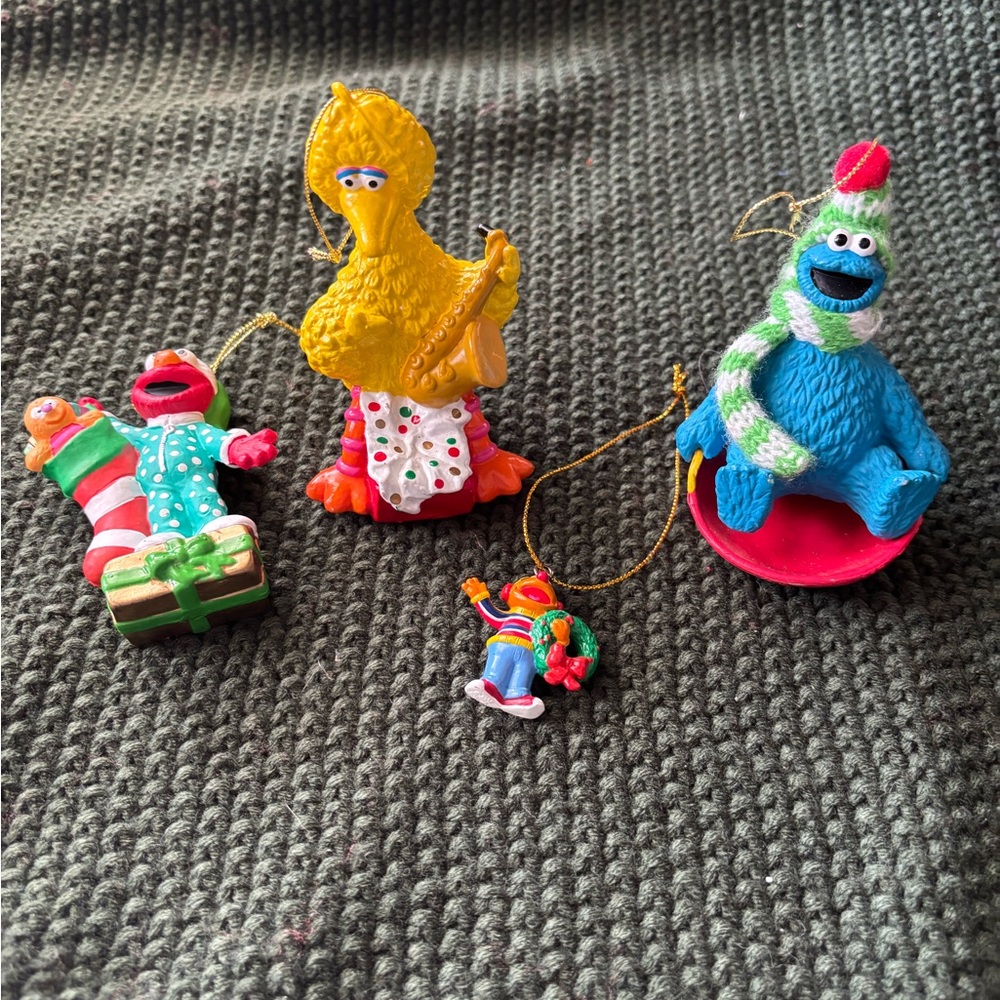 4 Vintage Sesame Street Ornaments